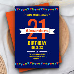 Invitation Typographie colorée moderne 21e fête d'anniversair<br><div class="desc">Invitation vos invités avec cette invitation moderne de fête du 21ème anniversaire. Ajoutez simplement tous les détails de l'événement.</div>