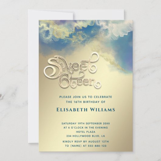 Invitation typographie cool alcool Abstrait encre or moderne (Devant)