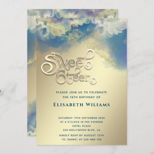 Invitation typographie cool alcool Abstrait encre or moderne (Devant / Derrière)