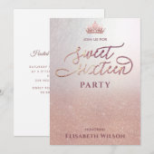 Invitation Typographie Cool rose or tiara doux 16 (Devant / Derrière)