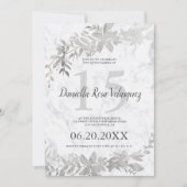 Invitation Typographie d'argent Quincennera de marbre blanc f (Devant)
