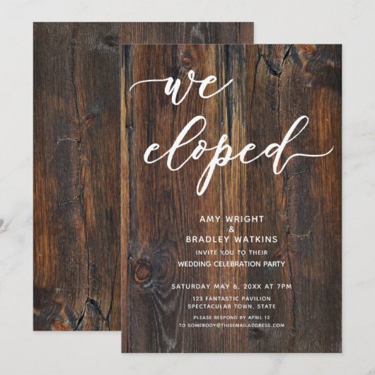 Invitation Typographie de bois texturé écriture manuscrite No (Devant / Derrière)