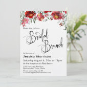Invitation Typographie de Brunch nuptial Bourgogne Rouge flor (Debout devant)