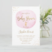 Invitation Typographie de Bunny moderne Baby shower Chic Pink (Debout devant)