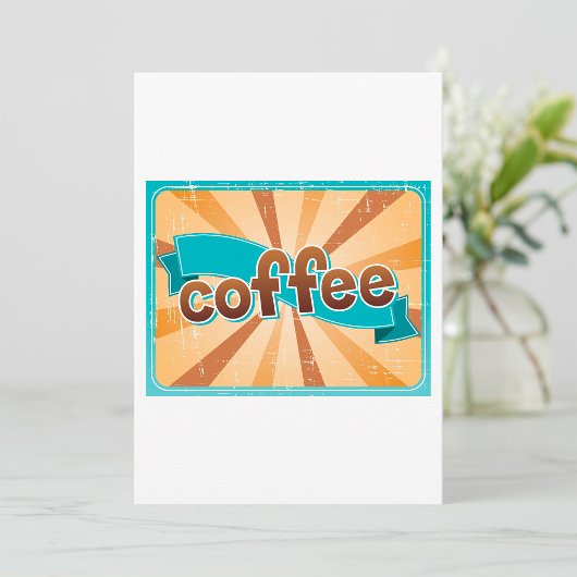 Invitation Typographie de café rétro Teal Brown Sunburst