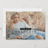 Invitation Typographie de classe moderne Diplôme photo | Noir (Devant)