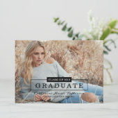 Invitation Typographie de classe moderne Diplôme photo | Noir (Debout devant)