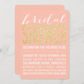 Invitation Typographie de corail de parties scintillantes (Devant / Derrière)