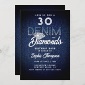 Invitation Typographie de Denim Diamonds 30e anniversaire (Devant / Derrière)