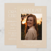 INVITATION TYPOGRAPHIE DE DIPLÔMÉ MODERNE PHOTO CARTON D'INVI (Devant / Derrière)