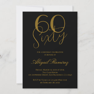 Invitation Typographie de fête d'anniversaire 60 ans Photo No