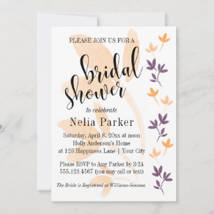 Invitation Typographie de feuilles d'orange et de prune pour