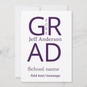 Invitation typographie de graduation moderne simple minimale  (Dos)