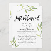 Invitation Typographie de jeunes mariés Feuillage aquarelle v (Devant / Derrière)