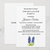 Invitation Typographie de la fête de graduation florale Blueb (Devant / Derrière)