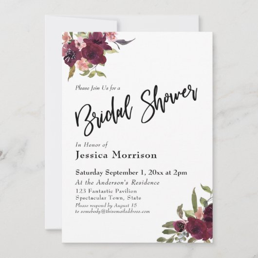 Invitation Typographie de la Fête des mariées des fleurs d'aq (Devant)