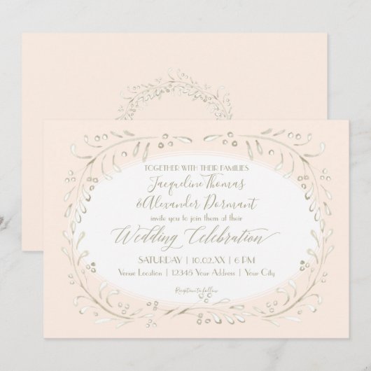 Invitation Typographie de la feuille de courge noire moderne (Devant / Derrière)
