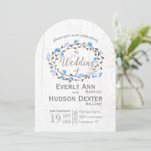 Invitation Typographie de la forêt rustique Bleue Mariage de