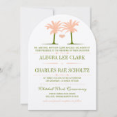 Invitation Typographie de la plage d'Olive et de Peach (Devant)