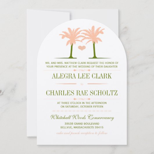 Invitation Typographie de la plage d'Olive et de Peach (Devant)