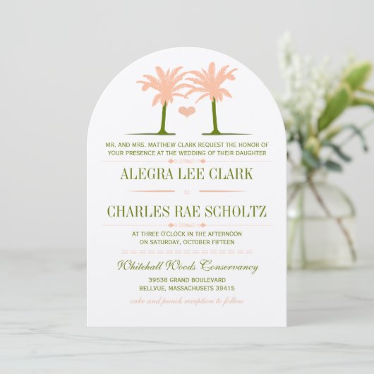 Invitation Typographie de la plage d'Olive et de Peach (Debout devant)