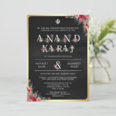 Invitation Typographie de la rose rouge Noir Anand Karaj Sikh (Debout devant)