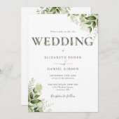 Invitation Typographie de la verdure en un seul Mariage (Devant / Derrière)