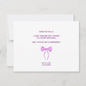 Invitation typographie de l'aquarelle violette à arc moderne (Dos)