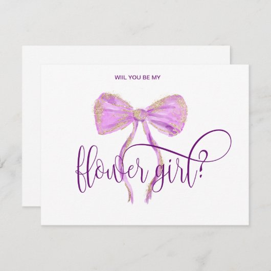 Invitation typographie de l'aquarelle violette à arc moderne (Devant / Derrière)