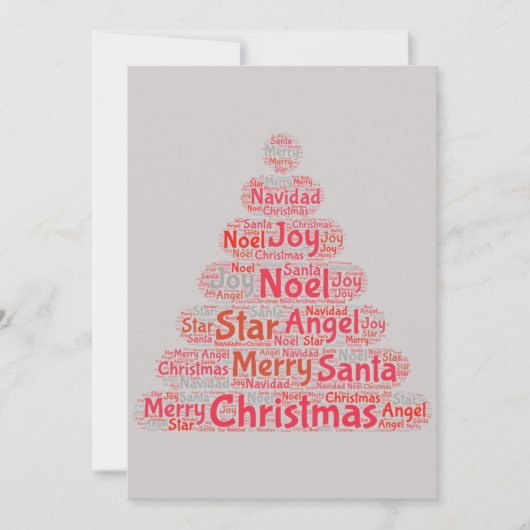 Invitation Typographie de l'arbre de Noël rouge (Devant)