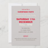 Invitation Typographie de l'arbre de Noël rouge (Dos)