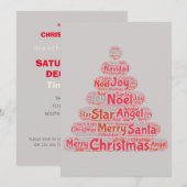Invitation Typographie de l'arbre de Noël rouge (Devant / Derrière)
