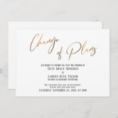 Invitation Typographie de l'or Changement de plans Mariage re (Devant / Derrière)