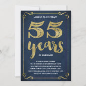 Invitation Typographie de l'or | Faux Foil 55e anniversaire (Devant)