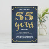 Invitation Typographie de l'or | Faux Foil 55e anniversaire (Debout devant)