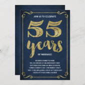 Invitation Typographie de l'or | Faux Foil 55e anniversaire (Devant / Derrière)