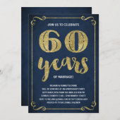 Invitation Typographie de l'or | Faux Foil 60e anniversaire (Devant / Derrière)
