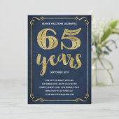 Invitation Typographie de l'or| Faux Foil 65e anniversaire (Debout devant)