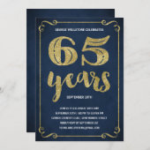 Invitation Typographie de l'or| Faux Foil 65e anniversaire (Devant / Derrière)