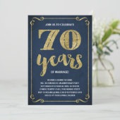 Invitation Typographie de l'or | Faux Foil 70e anniversaire (Debout devant)