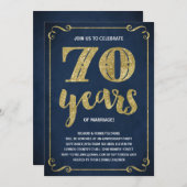 Invitation Typographie de l'or | Faux Foil 70e anniversaire (Devant / Derrière)