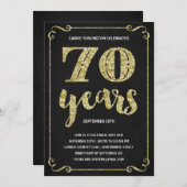 Invitation Typographie de l'or| Faux Foil 70e anniversaire (Devant / Derrière)