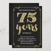 Invitation Typographie de l'or| Faux Foil 75e anniversaire (Devant / Derrière)