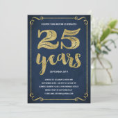 Invitation Typographie de l'or| Faux Foil fête ses 25 ans (Debout devant)