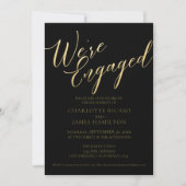 Invitation Typographie de l'or noir de la partie d'engagement (Devant)