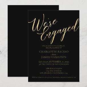 Invitation Typographie de l'or noir de la partie d'engagement
