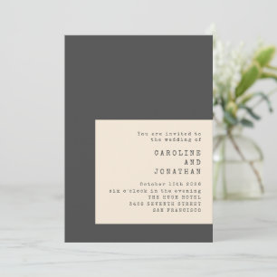 Invitation Typographie de machine à écrire Mariage noir et bl