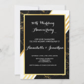 Invitation Typographie de mariage anniversaire marbre doré ra (Devant)