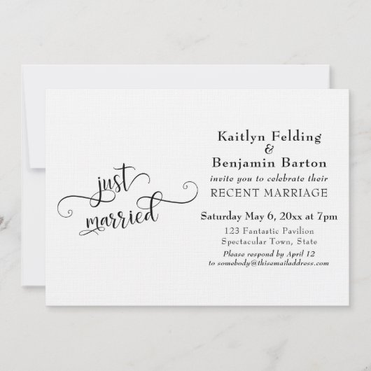 Invitation Typographie de mariage célébration post-mariage (Devant)