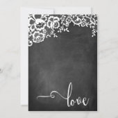 Invitation Typographie de mariage, dentelle blanche sur table (Dos)